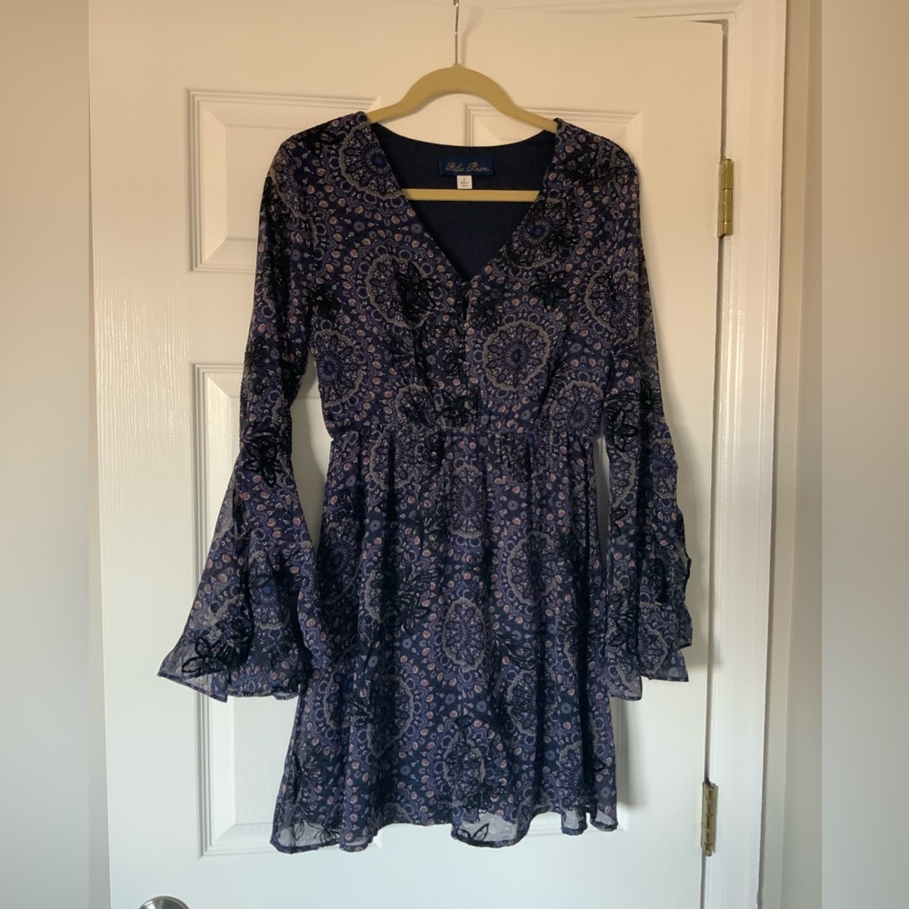 Blue Rain Long Sleeve Blue Dress